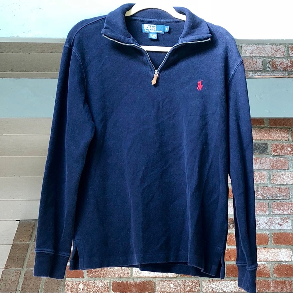 POLO Navy Blue 1/4 Zip Pullover Sweater